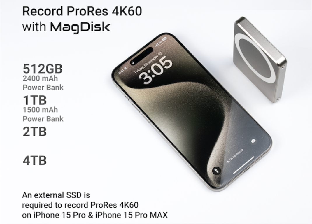 EON Electronics’ MagDisk – Magnetic SSD w/ PowerBank for iPhone 15 Pro Max